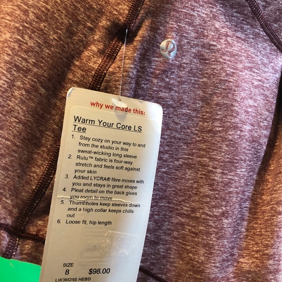NWT Lululemon Warm Your Core LS RULU HEBD - Picture 2 of 5